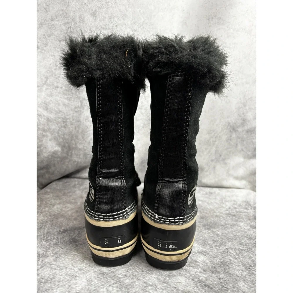 Sorel Youth Girls Caribou Waterproof Nubuck & Rubber Black Boots Size 4